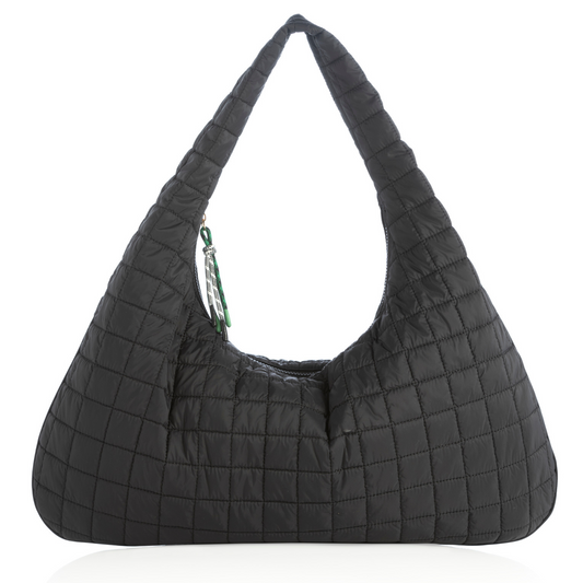 Quilted Puffer Hobo Bag Black