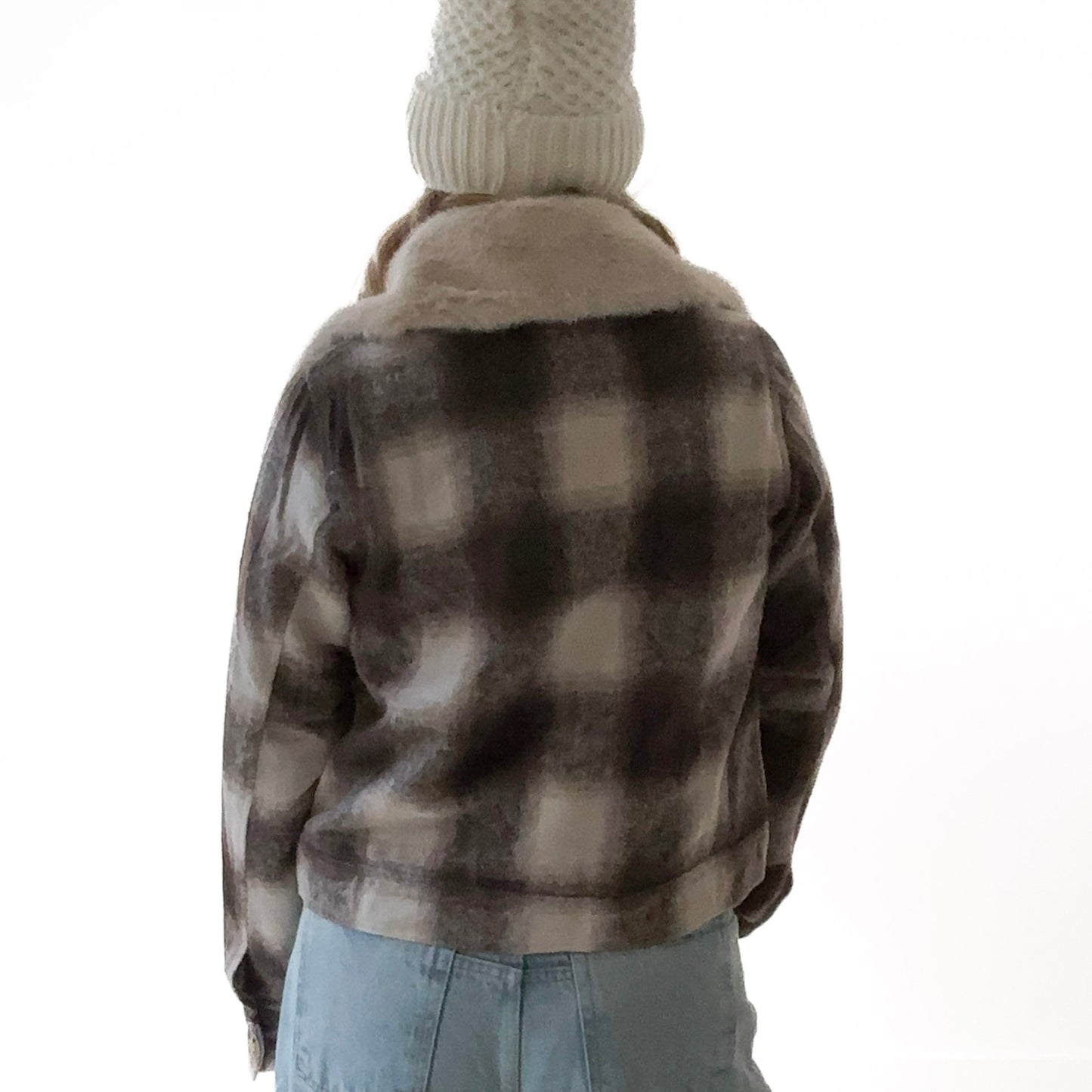 Fur Collar Plaid Shacket