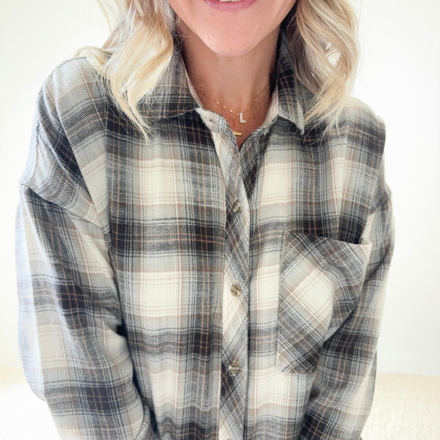 Perfect Fit Plaid Flannel Button Front Shirt