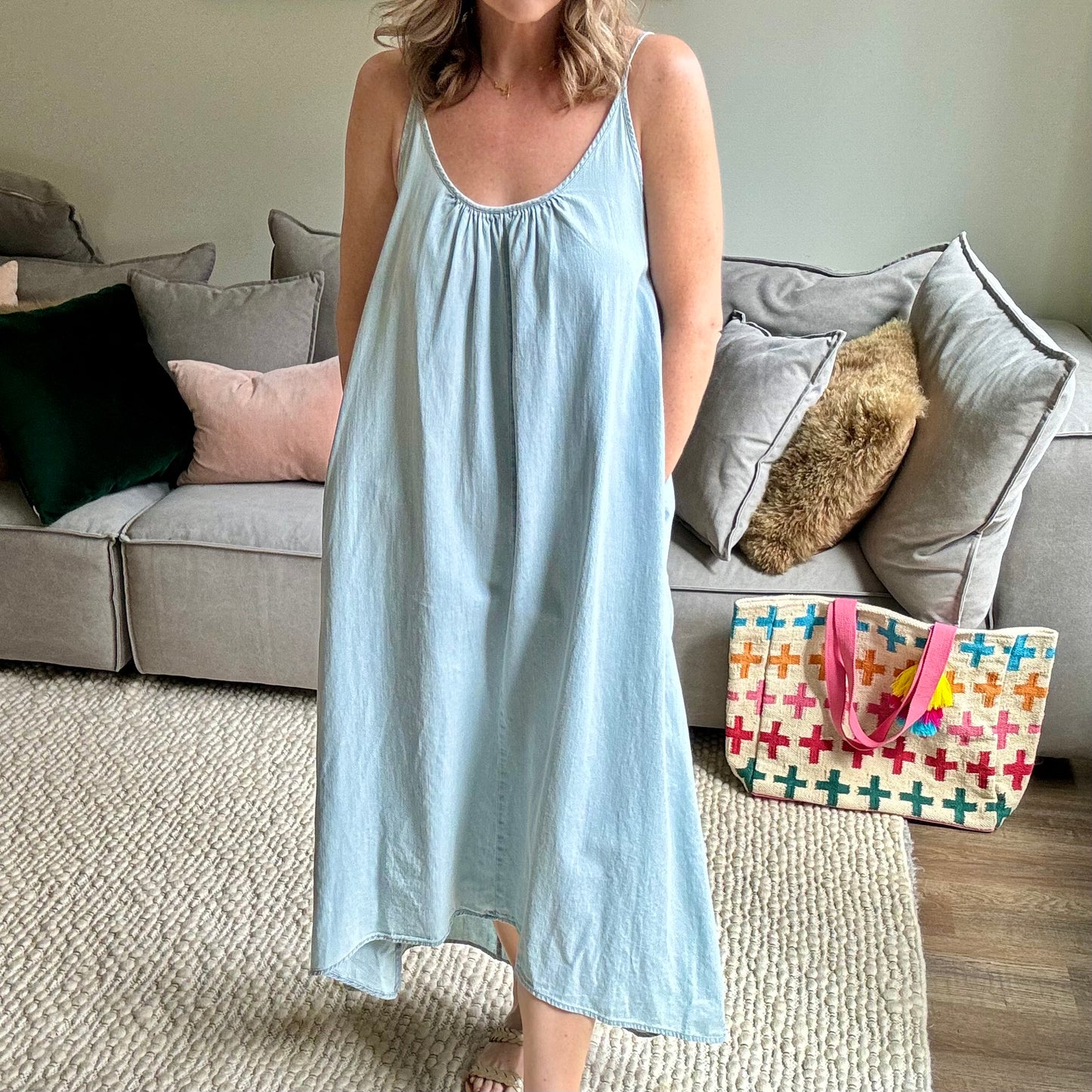 Denim Tank Maxi Dress