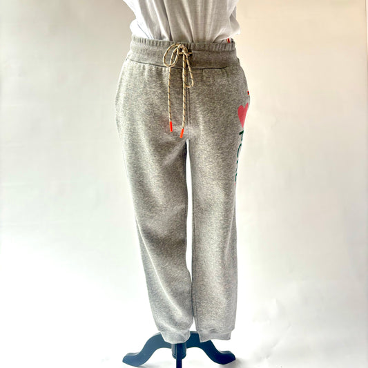 Heather Grey Cozy Fleece Slim fit jogger sweatpant with Heart Pickleball leg graphic