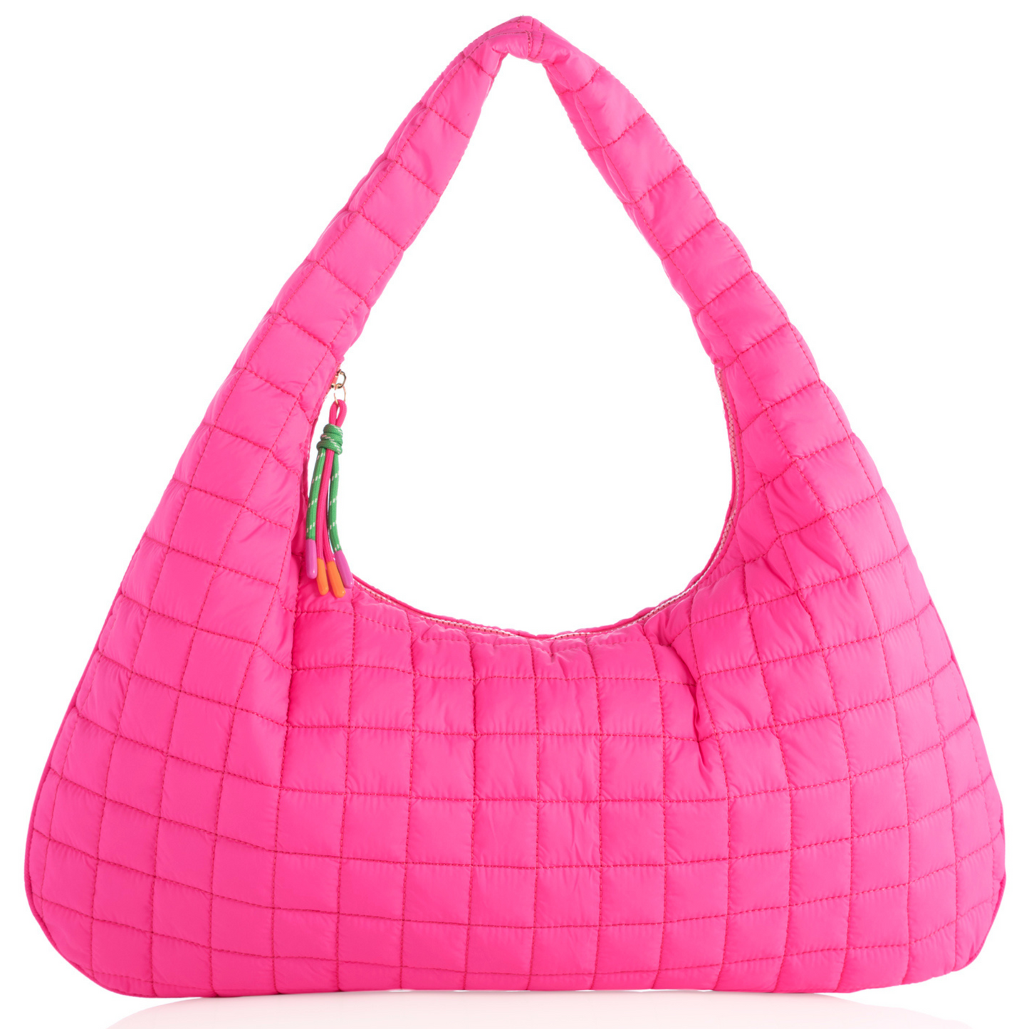 Quilted Puffer Hobo Bag Hot Pink