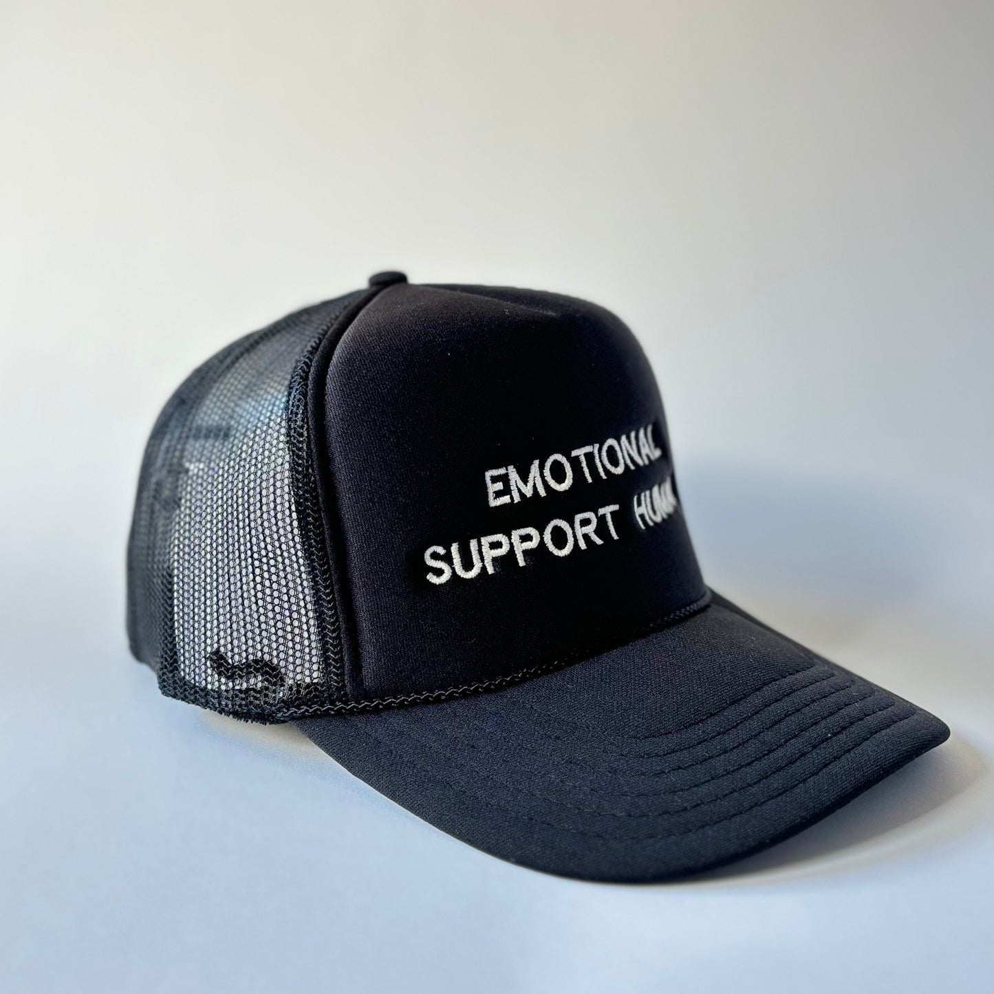 Black Unisex Emotional Support Human Dog Lover Trucker Hat