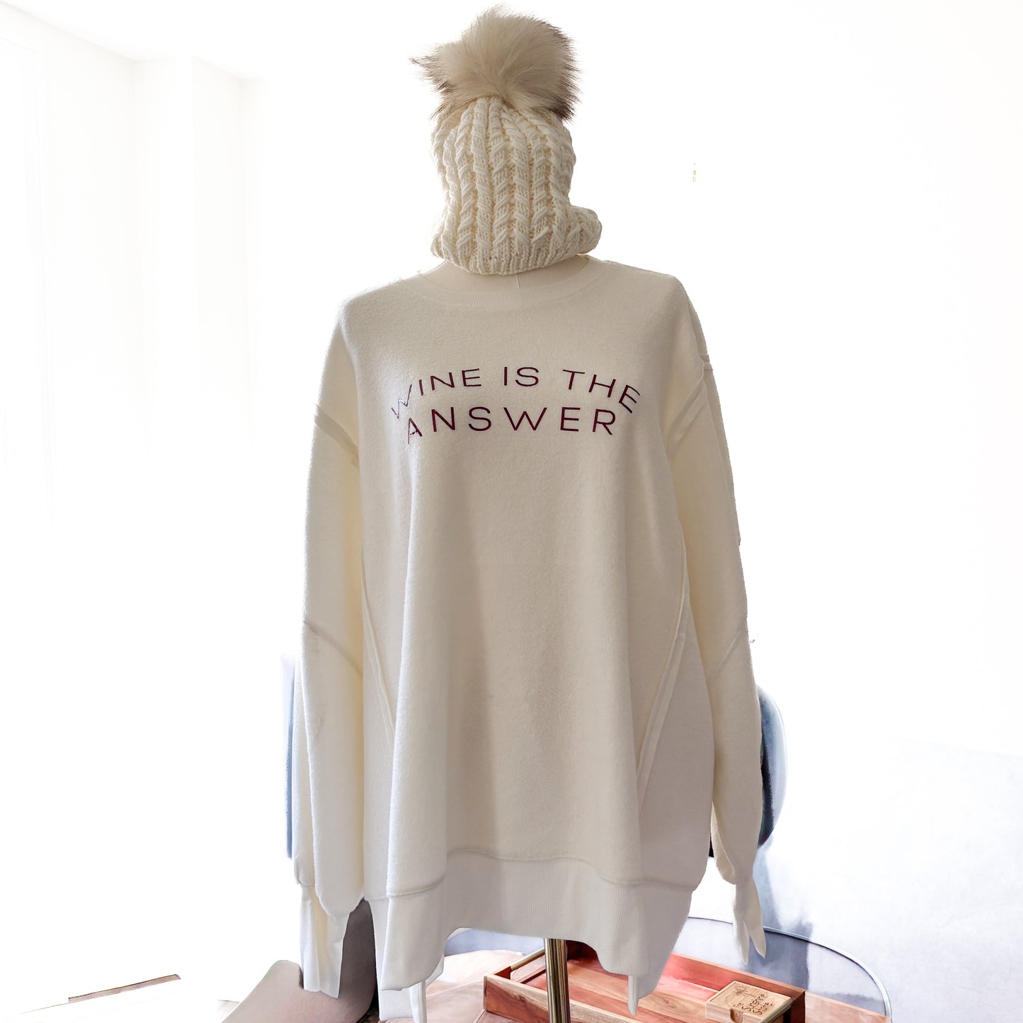 SALE Wine is the Answer Super Fuzzy Oversized Crewneck Sweatshirt