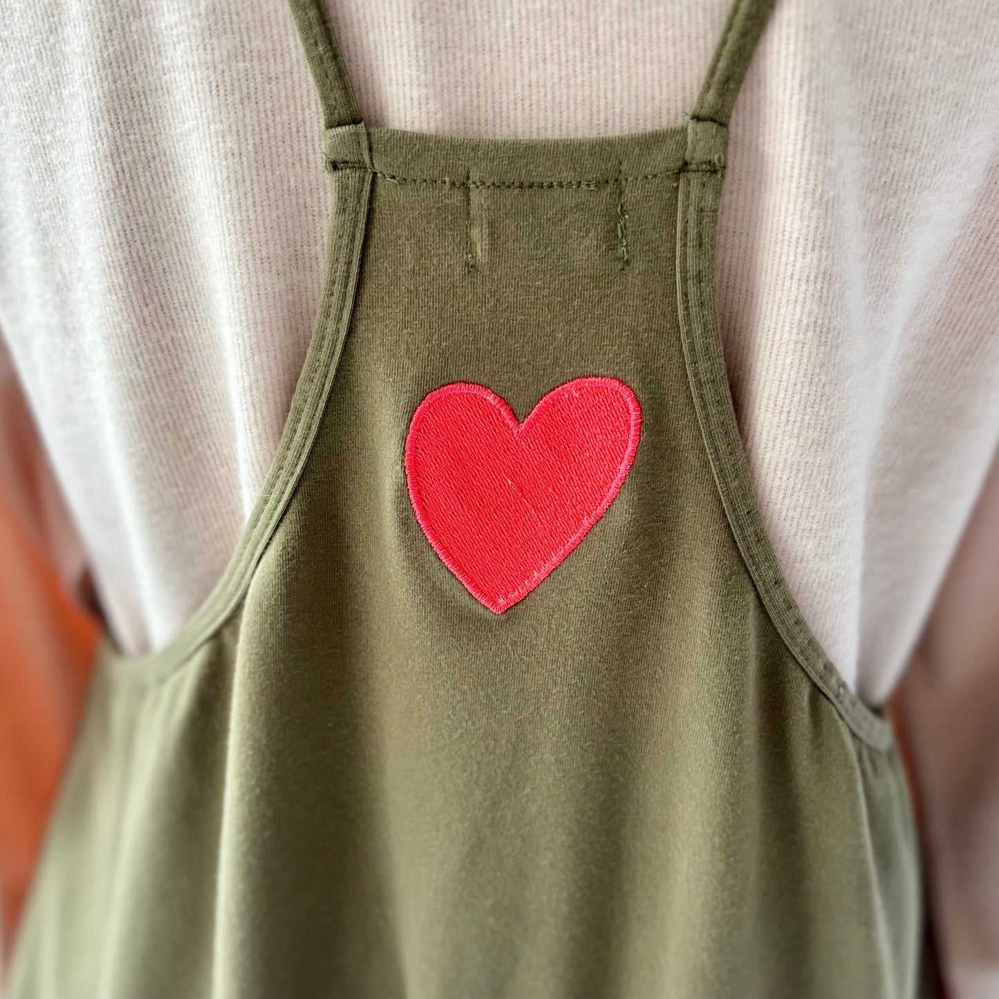 Heart Embroidered Knit Jumpsuit