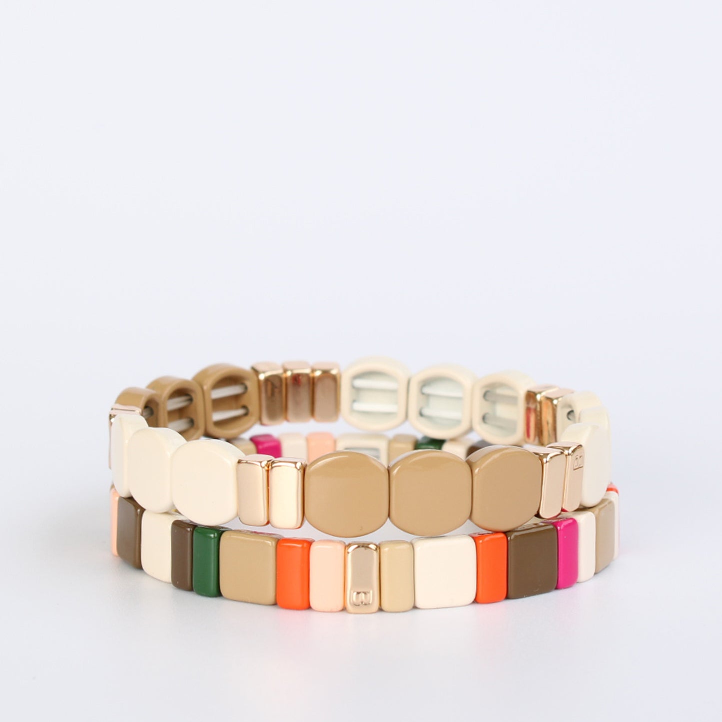 Square Enamel Tile Bracelet Warm Colors