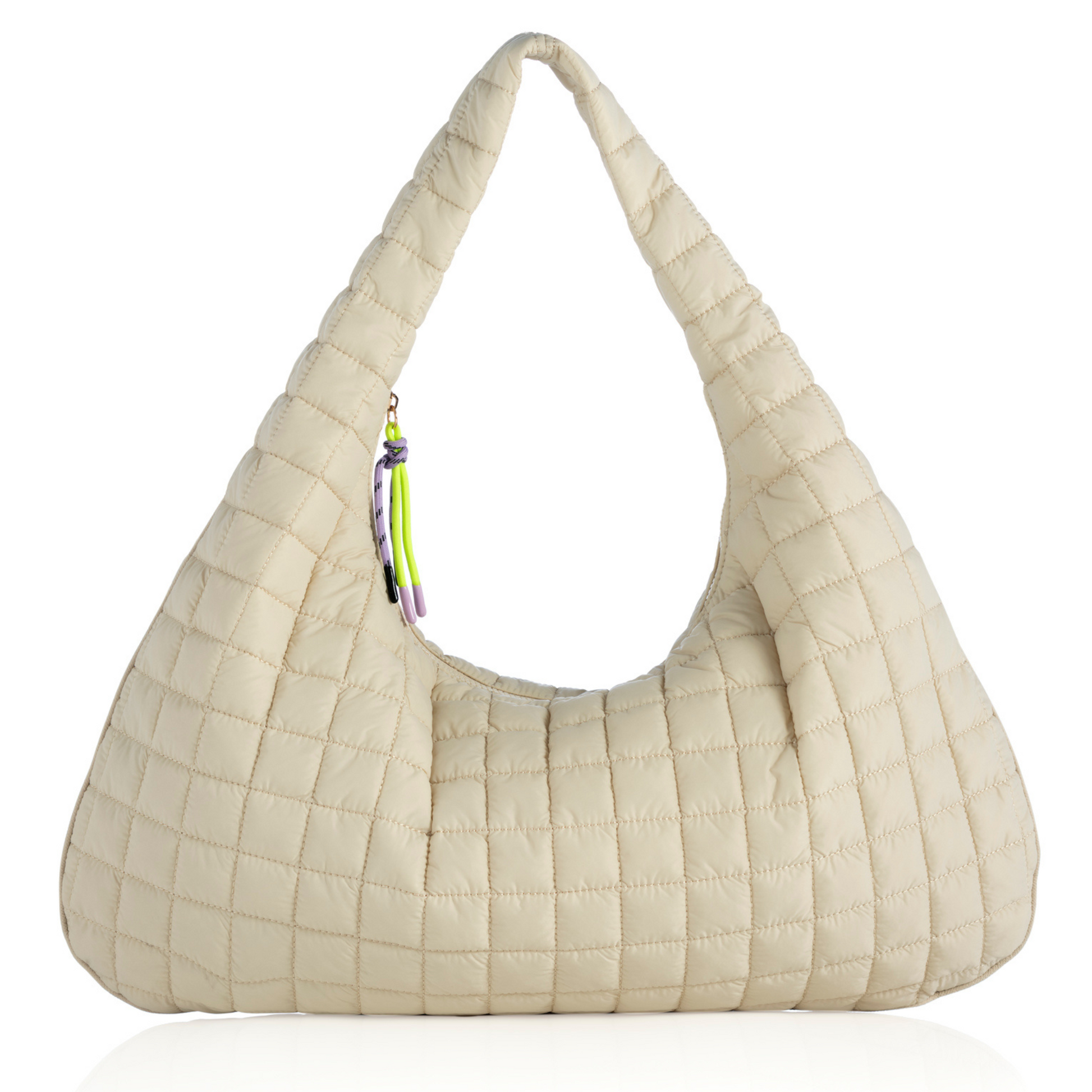 Quilted Puffer Hobo Bag Ivory