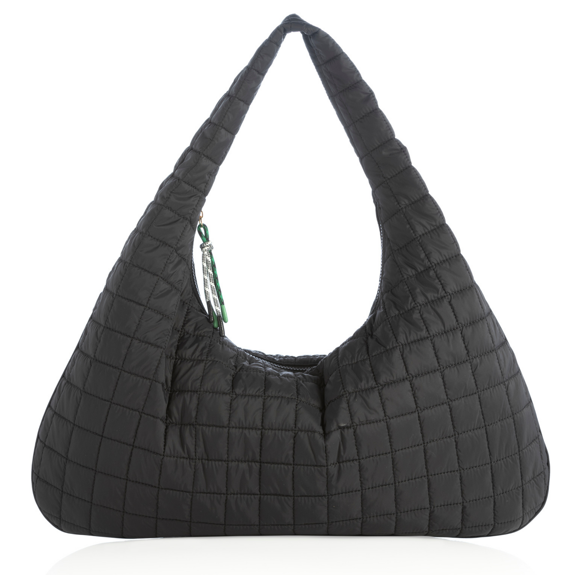 Quilted Puffer Hobo Bag Black