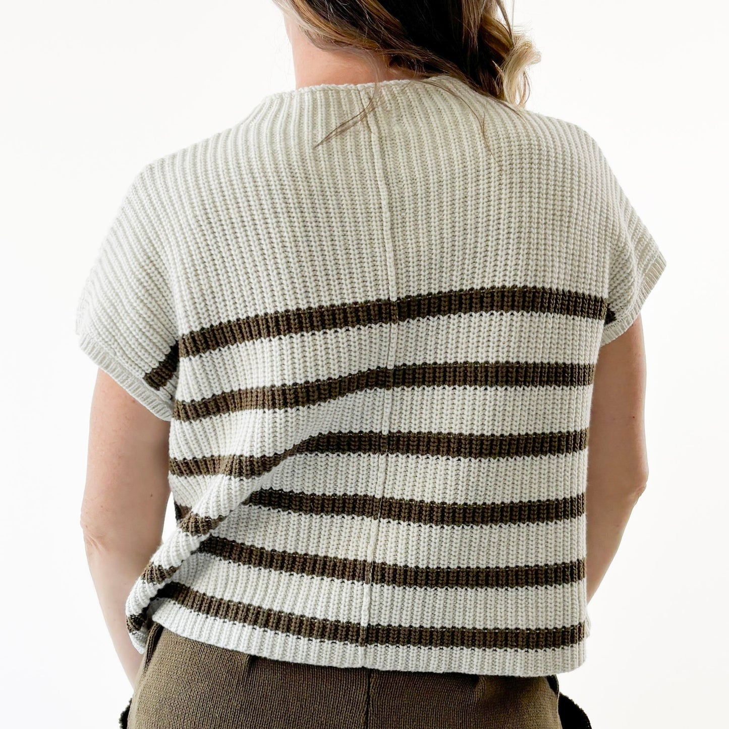 Striped Chunky Knit Pocket Sweater
