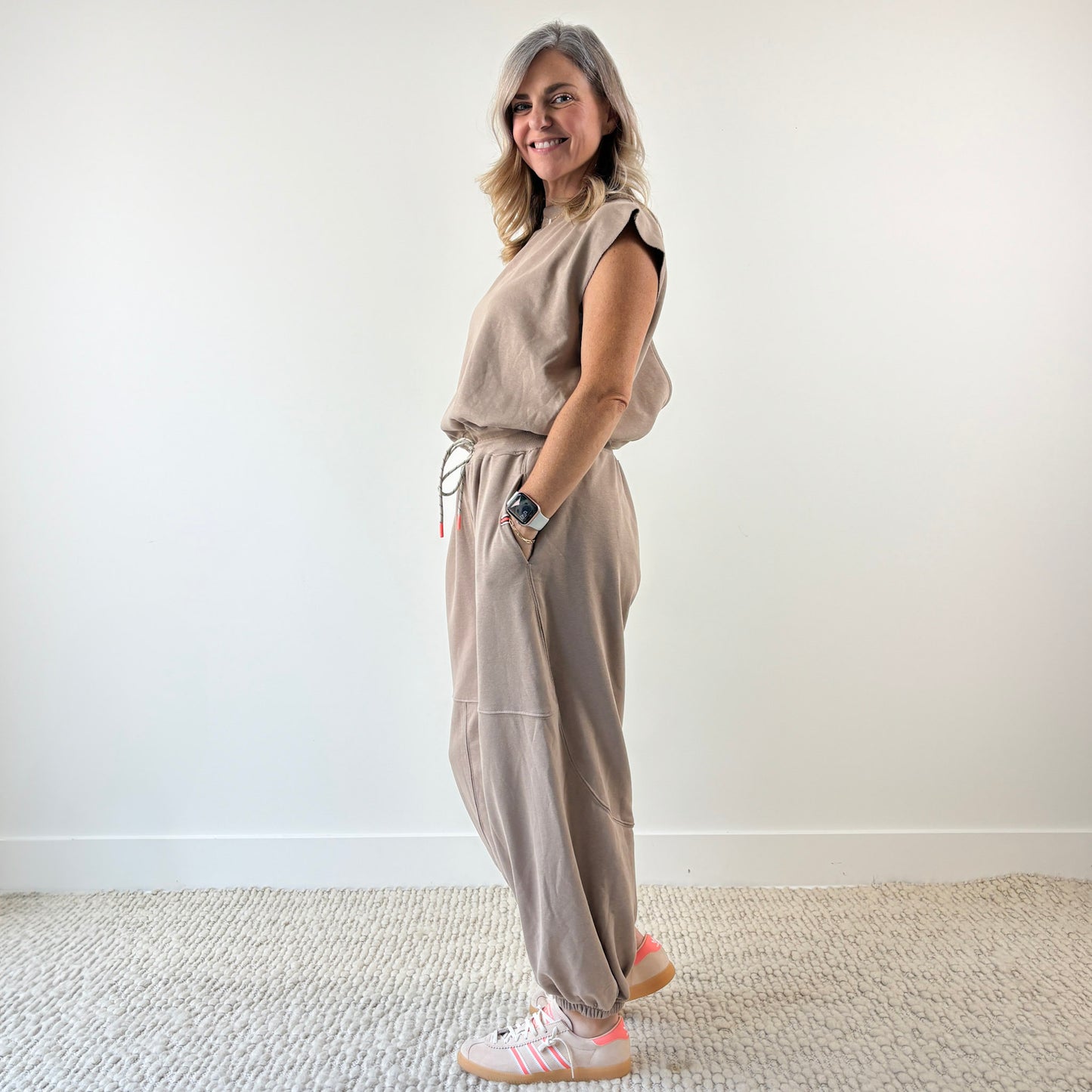 SALE Favorite French Terry Tie Waist Jumpsuit