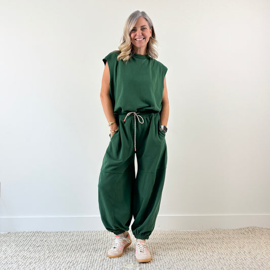 SALE Favorite French Terry Tie Waist Jumpsuit