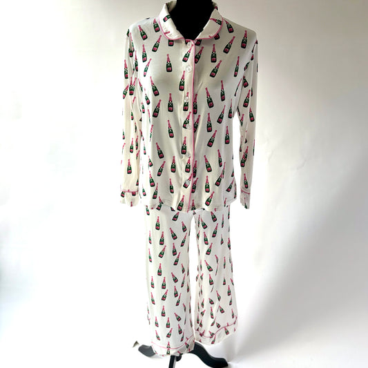 Champagne Bottle Print Bachelorette or Girls Trip Gift Pajama Set