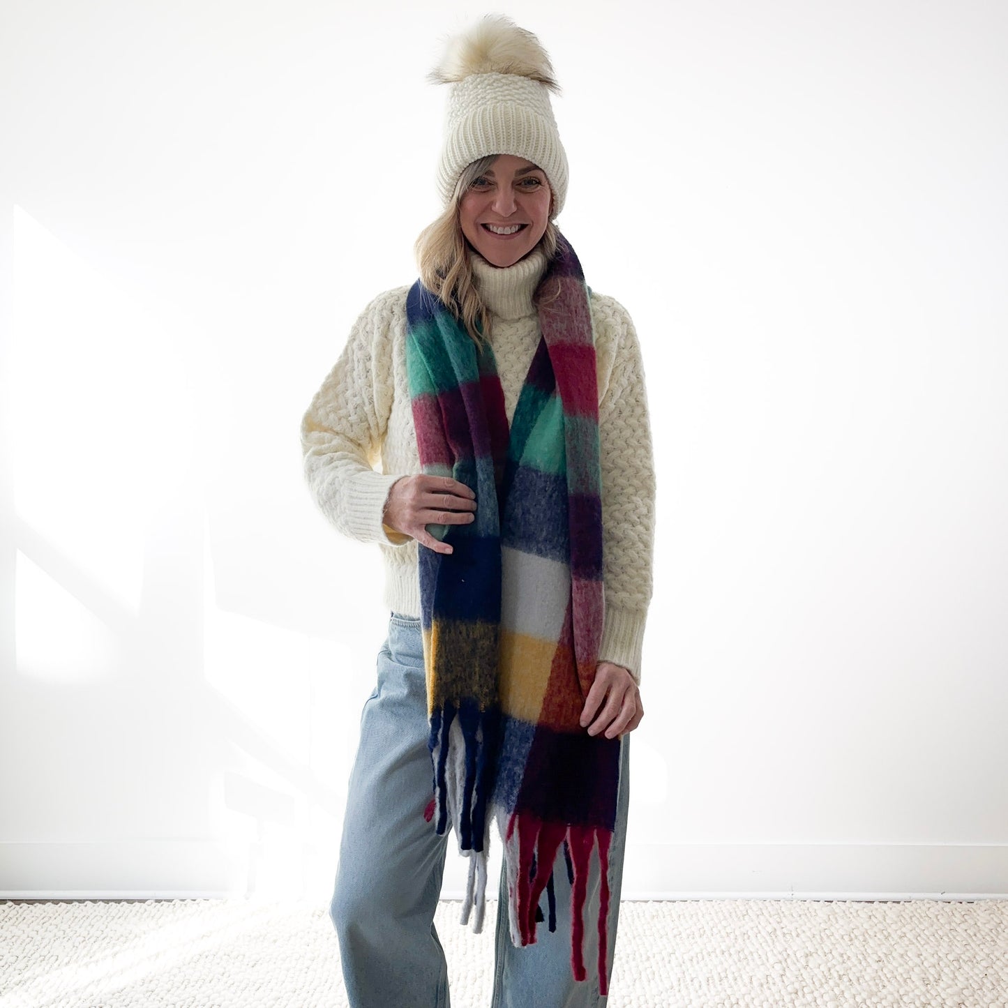 Ribbed Cuff Birdseye Cozy Fleece Lined Beanie