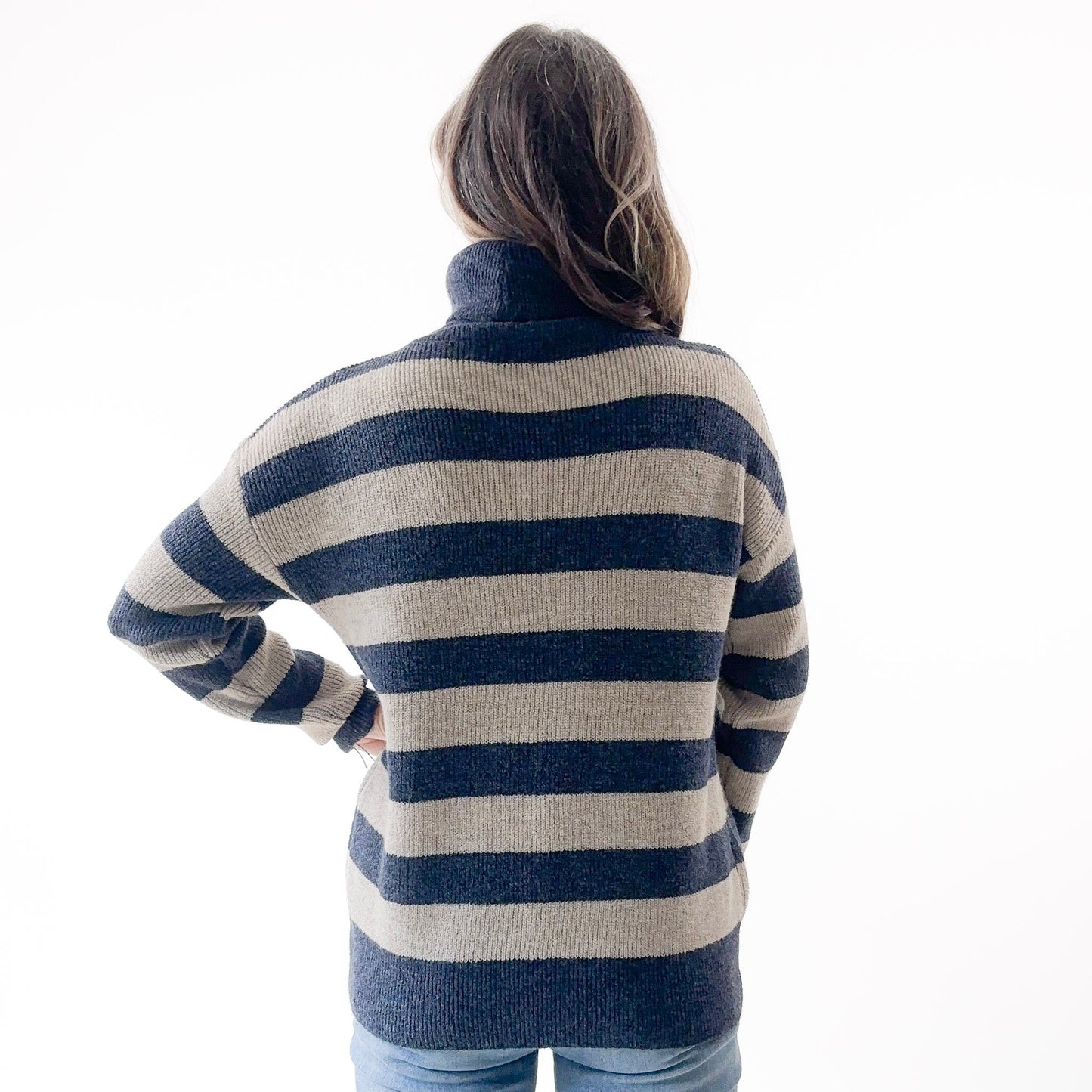 Rugby Stripe Cozy Turtleneck Sweater