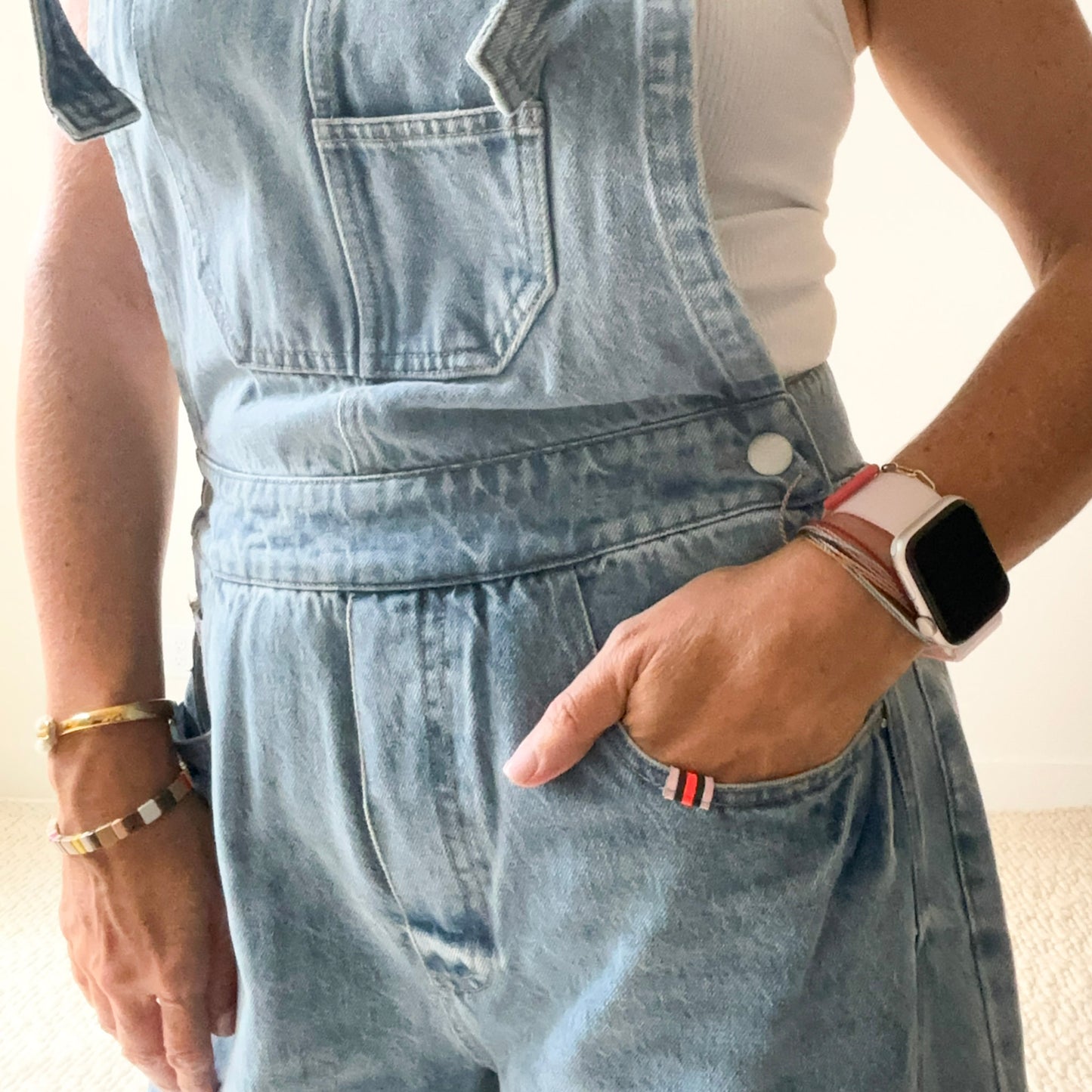 Tie Shoulder Barrel Leg Denim Overall