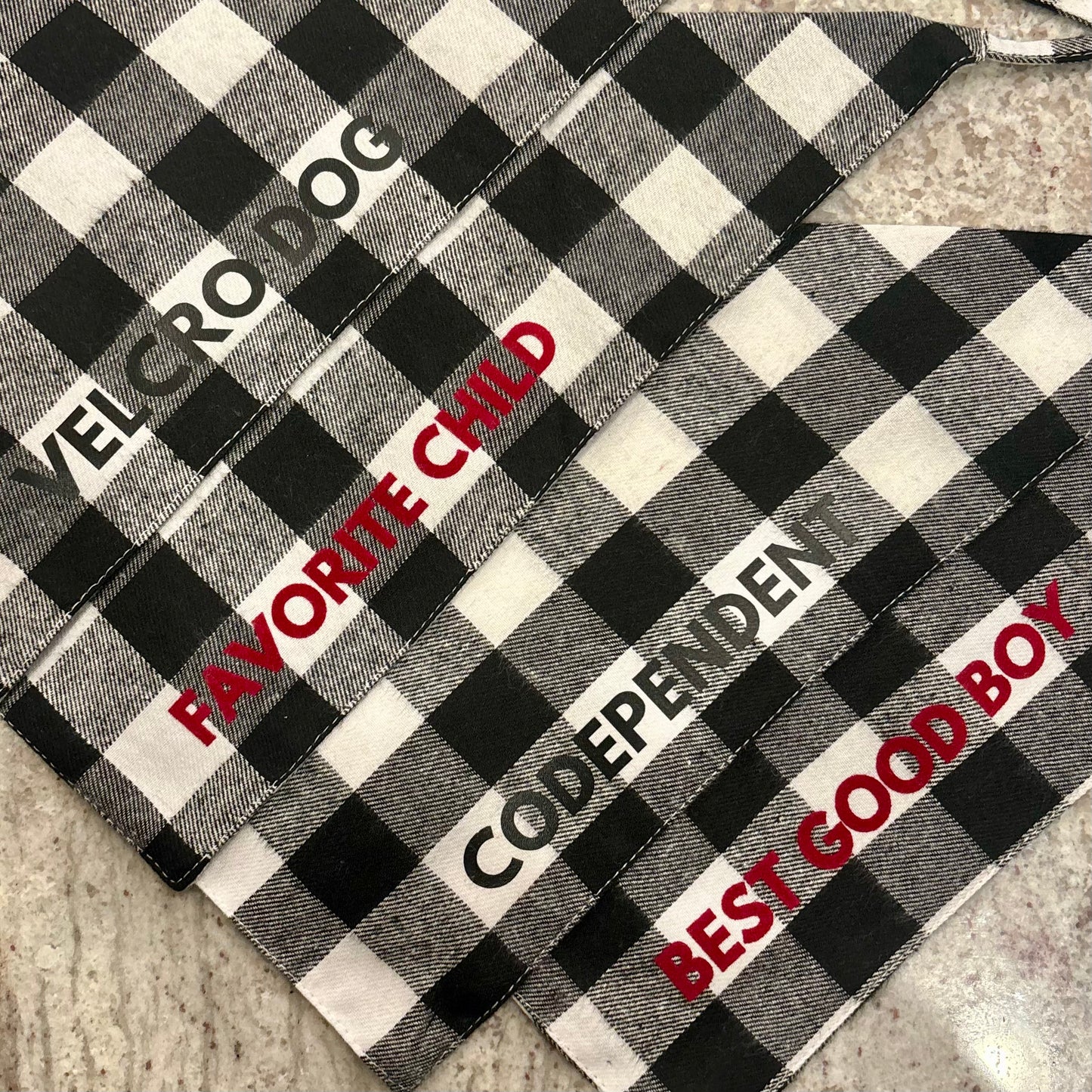 SALE Black and White Flannel Slogan Dog Bandana