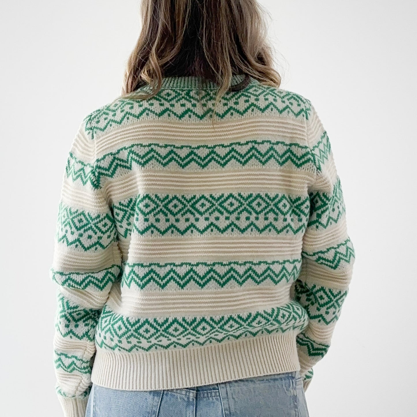 SALE Rib Texture Fair Isle Crewneck Sweater