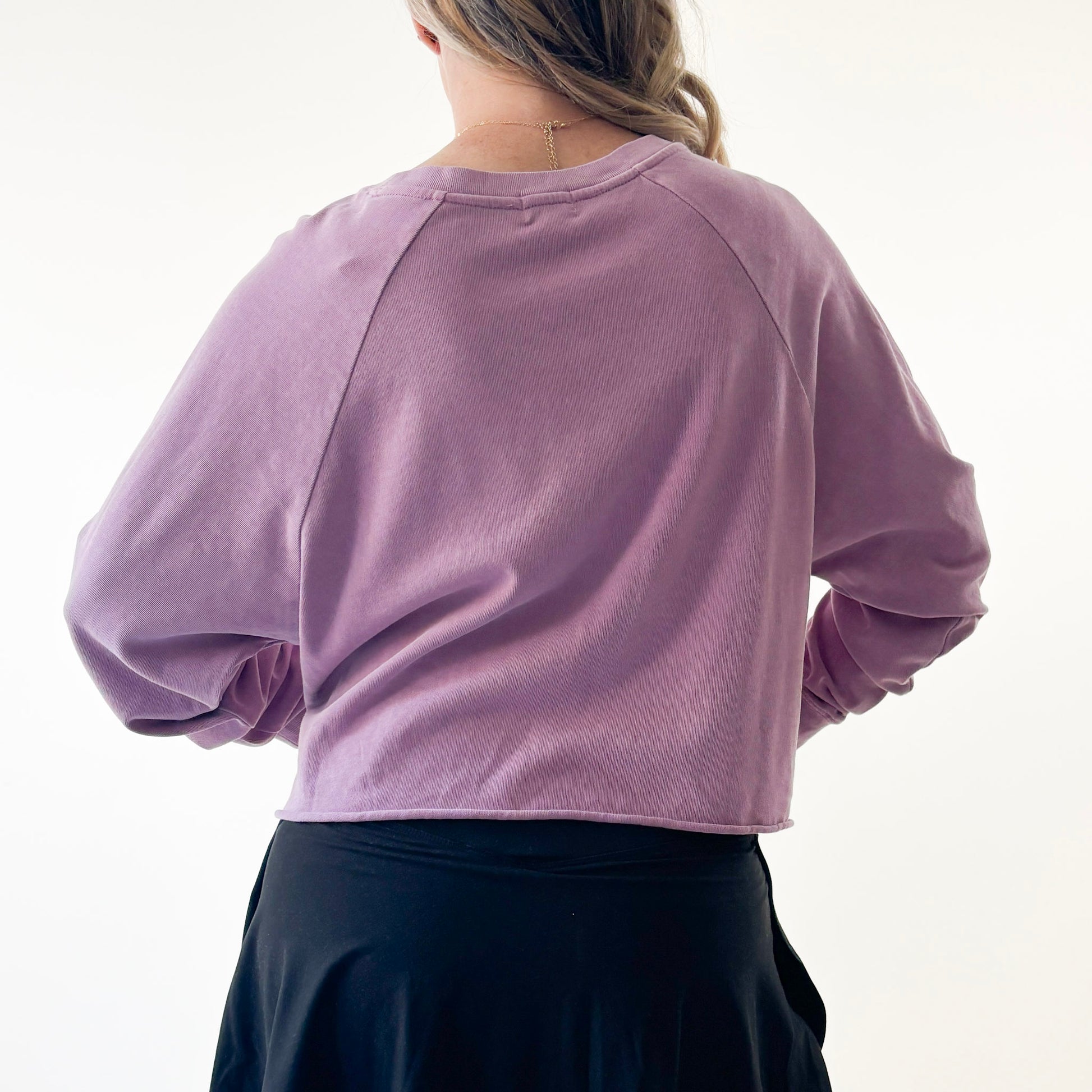 Lavender long raglan sleeve raw hem heavy weight t shirt with bright pink I would but I have pickleball print