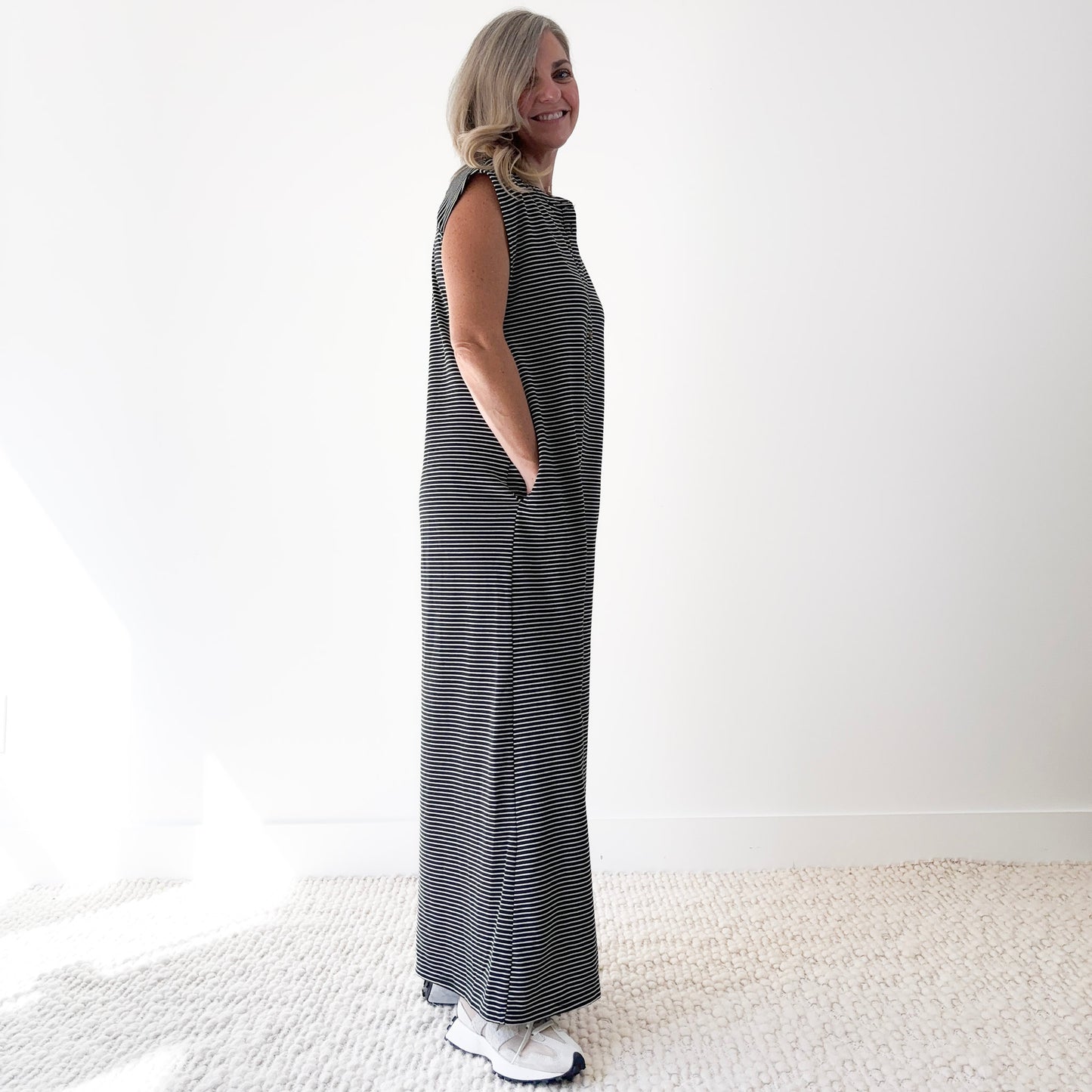 Striped Button Front Jumpsuit