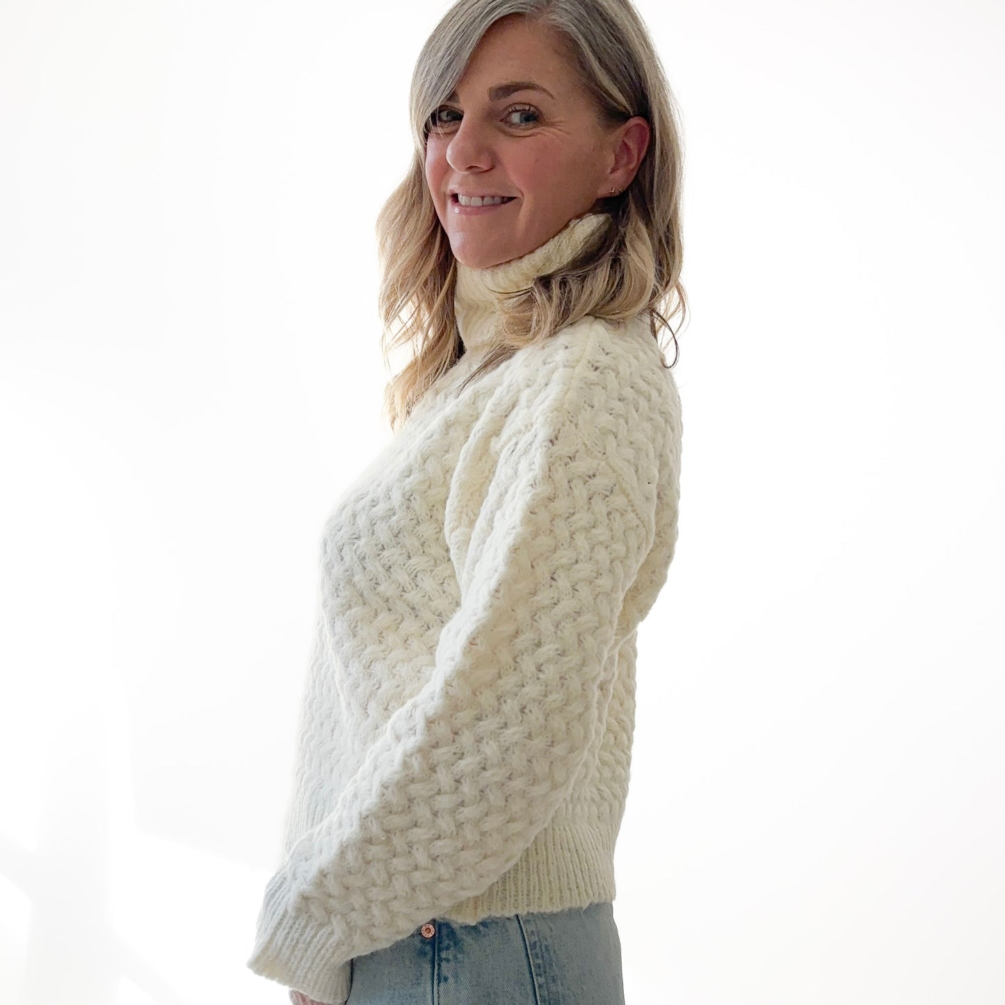 SALE Fuzzy Textured Turtleneck Sweater