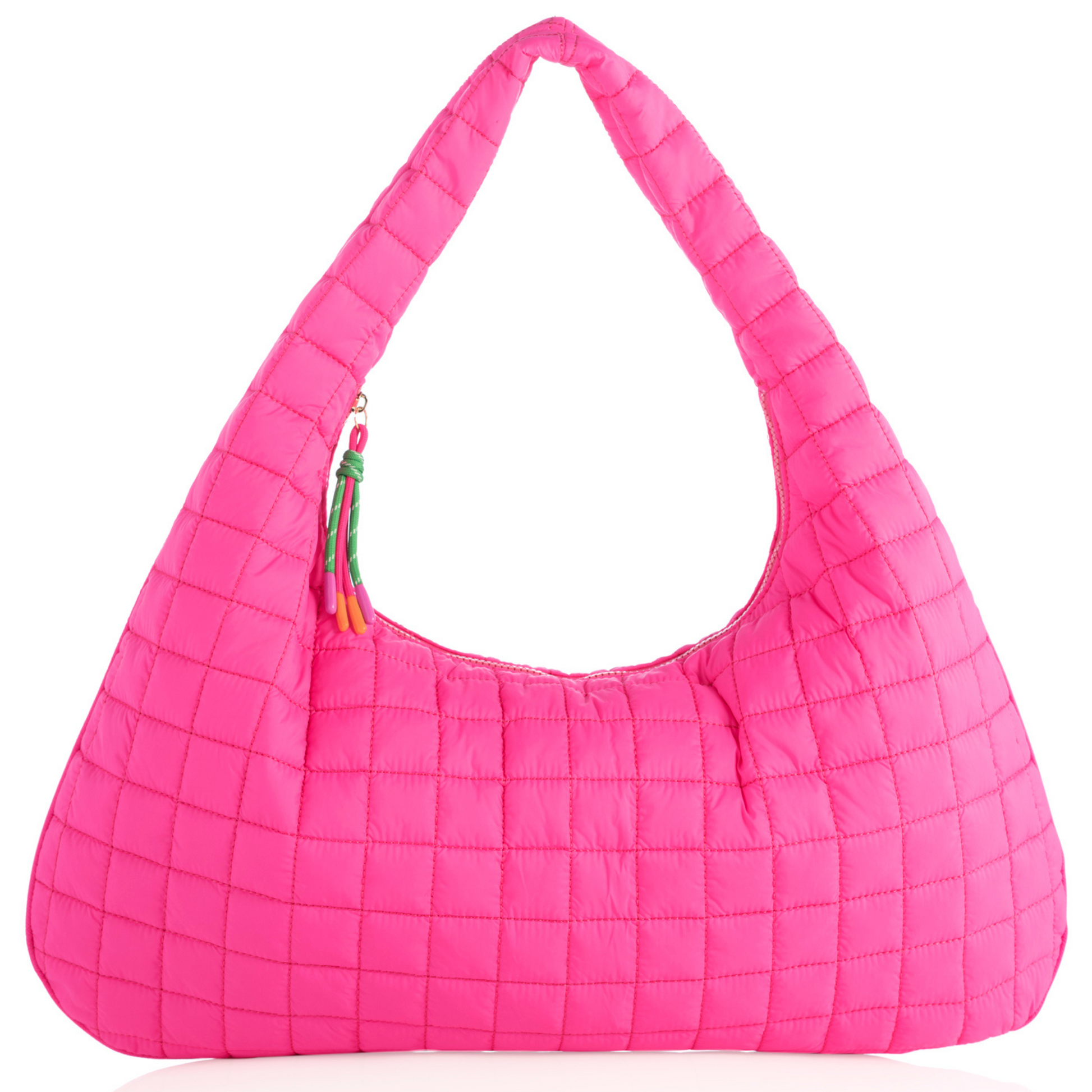 Quilted Puffer Hobo Bag Hot Pink
