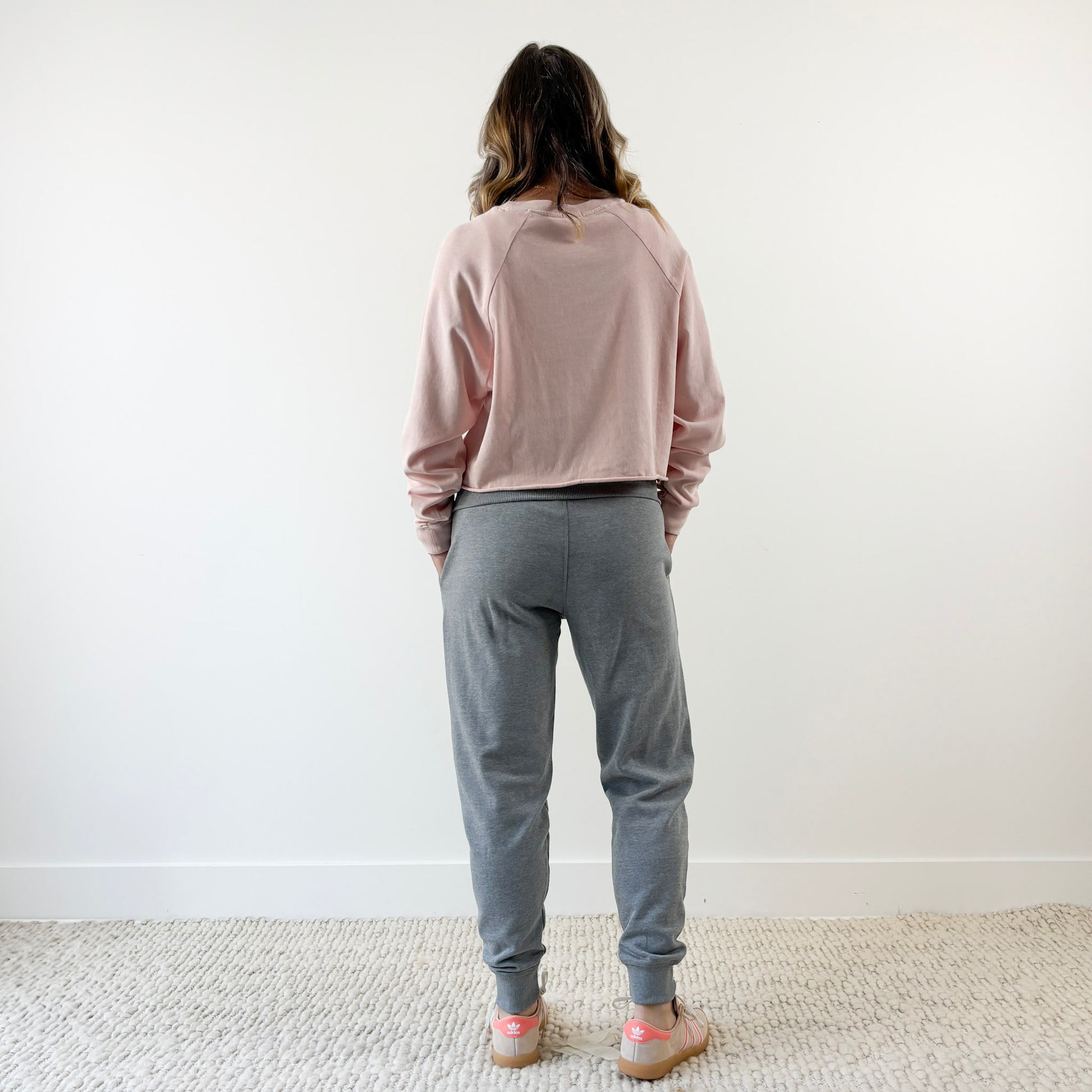 Heather grey high rise foldover waist jogger with pockets