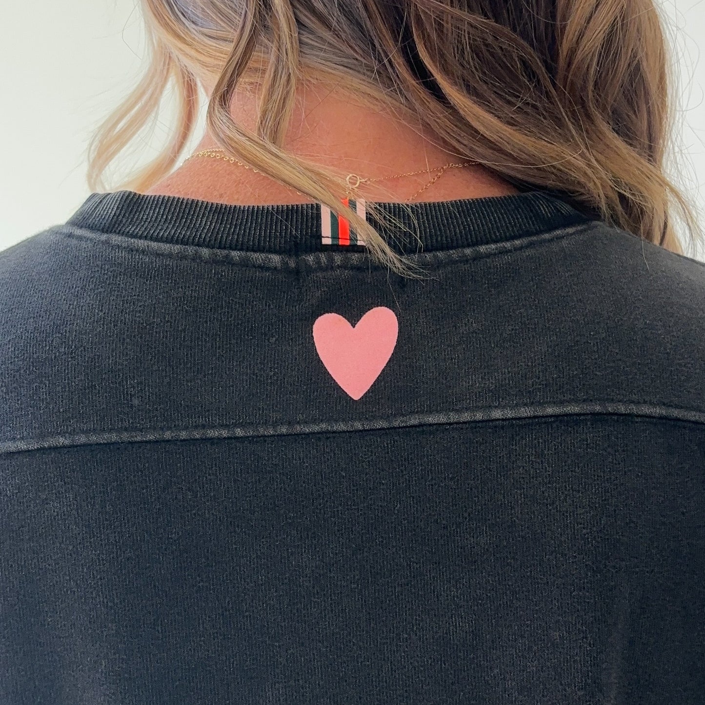 Washed Black Fuck Heart Long Sleeve Raw Edge Sweatshirt