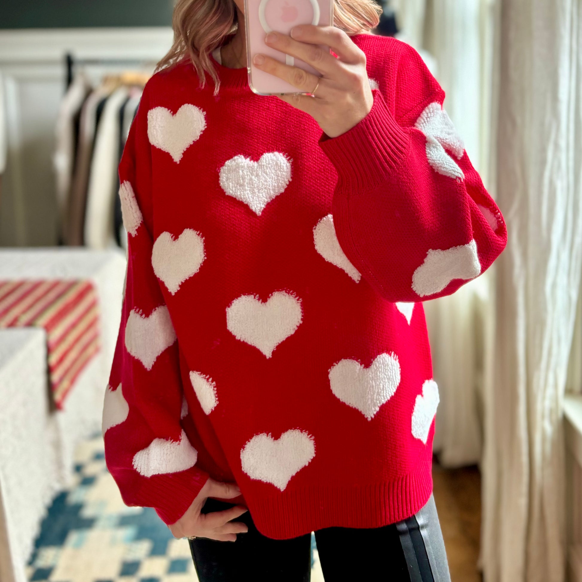 Chenille heart sweater store