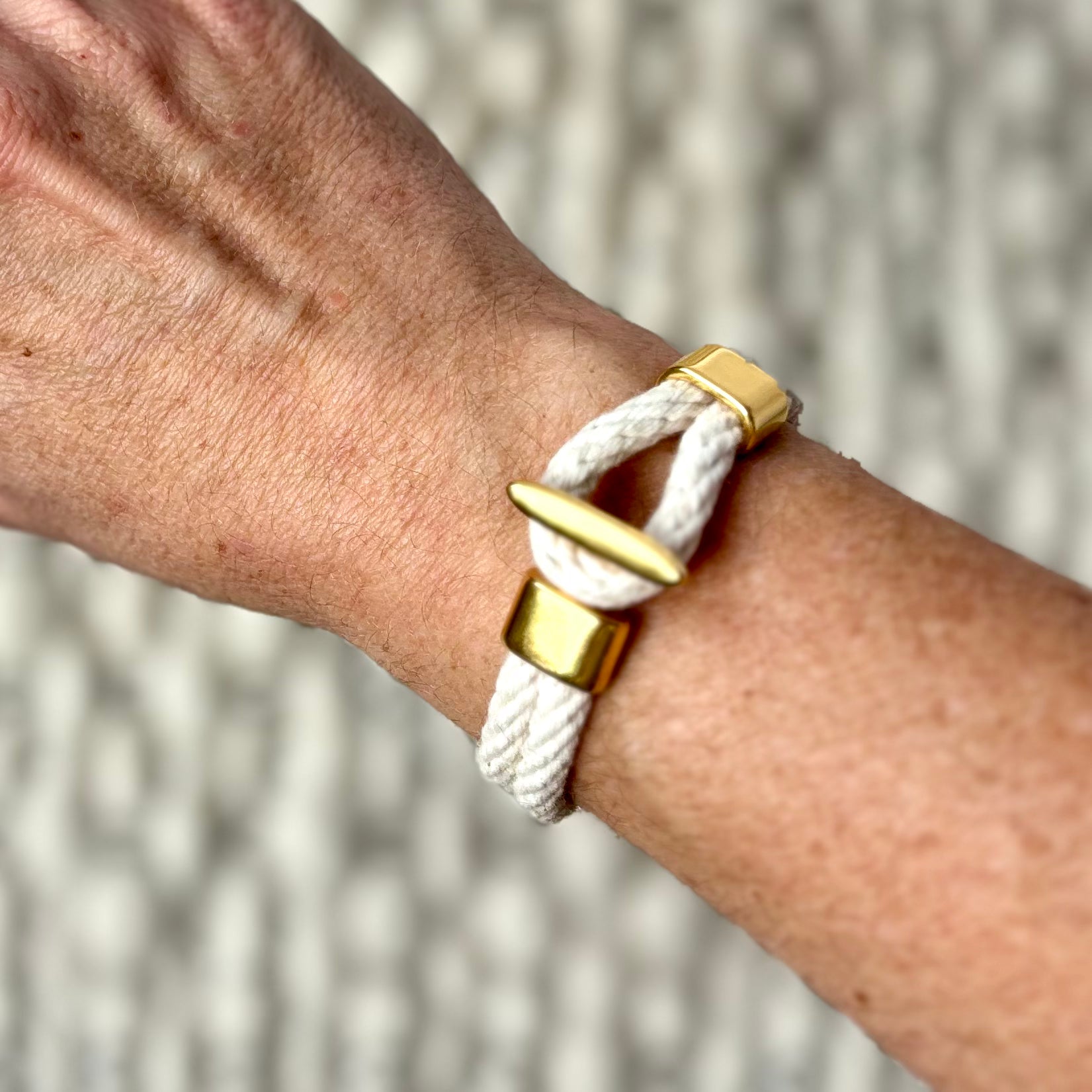 Nautical Ivory Rope Bracelet with Gold Closure